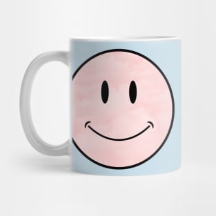 pastel pink cloud background vintage classic Smiley Face Black Outline Mug